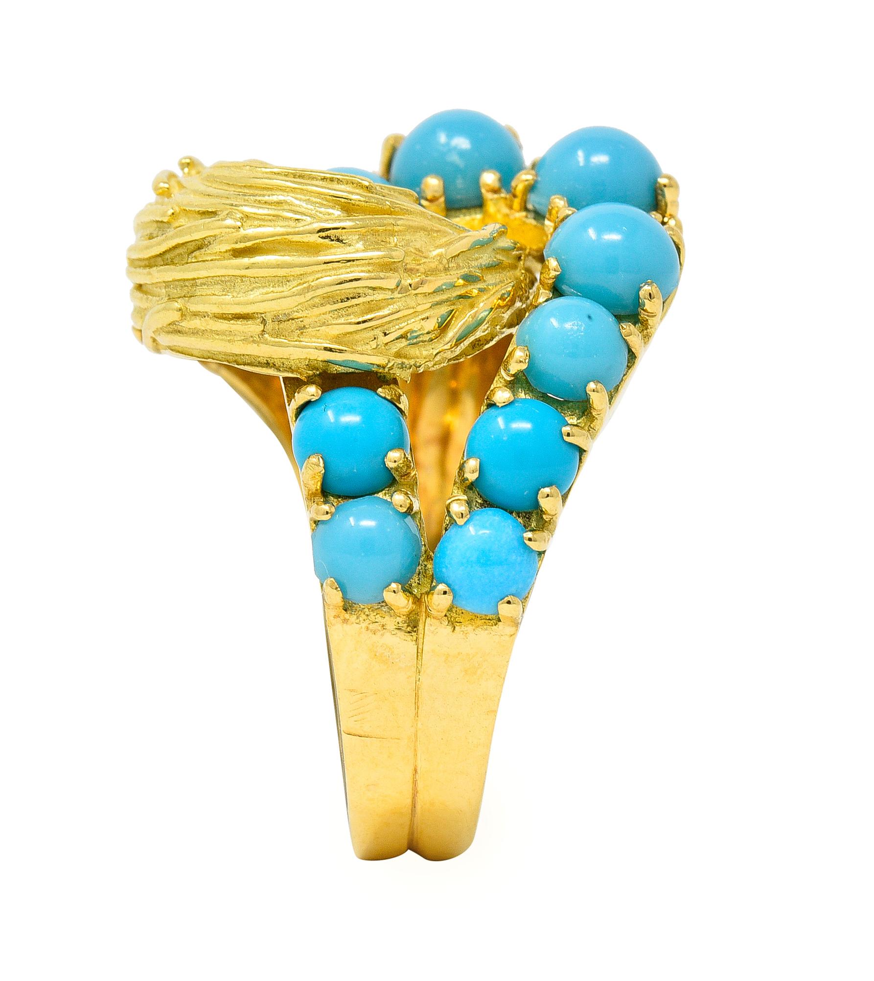 Van Cleef & Arpels 1960's Turquoise 18K Yellow Gold Textured Loop Vintage Ring 4