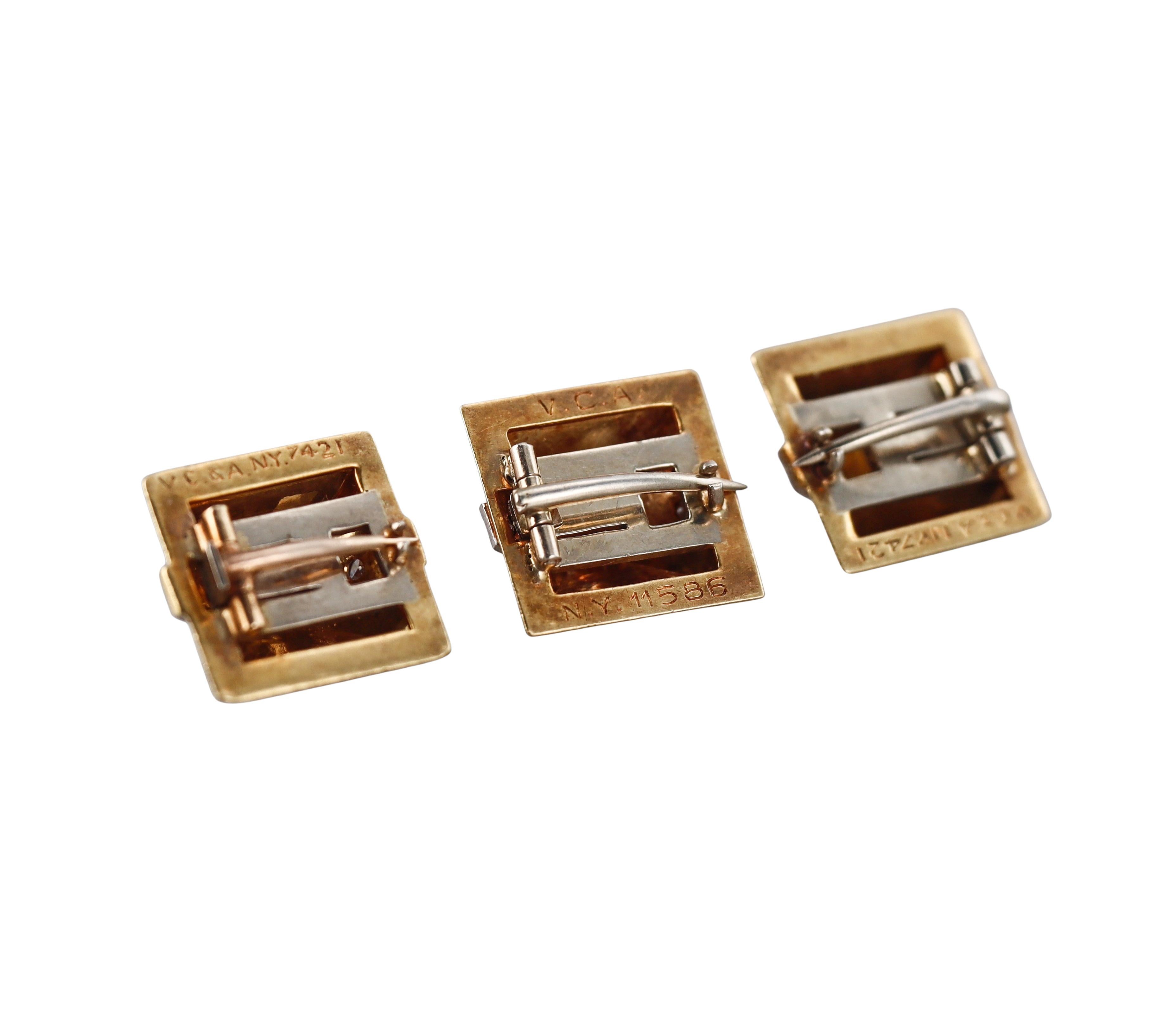 Van Cleef & Arpels 1960er Jahre Gelbgold Diamant- Pyramiden-Brosche, 3er-Set, Set für Damen oder Herren im Angebot