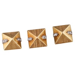 Van Cleef & Arpels 1960s Yellow Gold Diamond Pyramid Small Brooch Set of 3