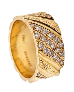 Van Cleef & Arpels 1970 Paris Band Ring In 18Kt Yellow Gold With VVS Diamonds