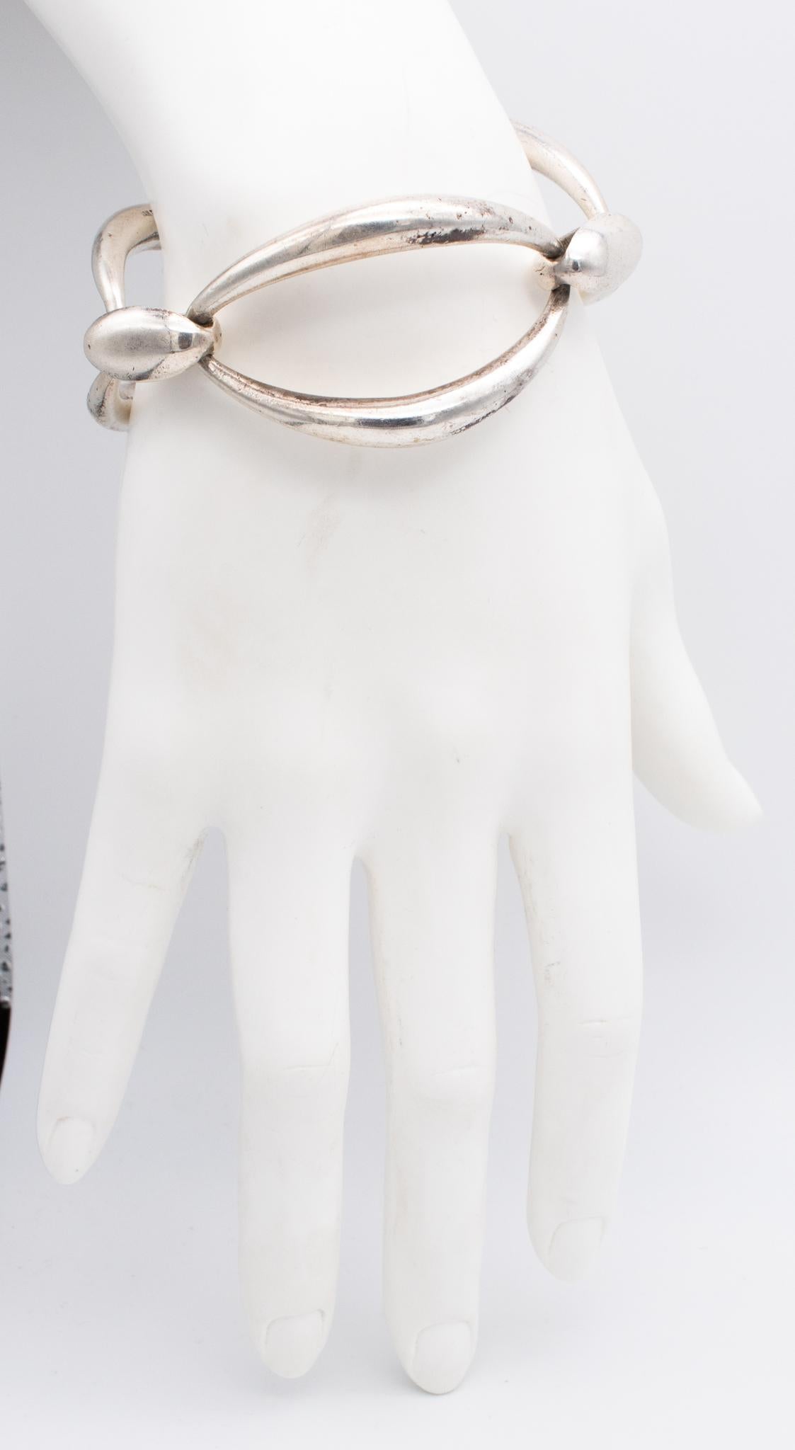 Moderniste Van Cleef & Arpels 1970 Paris Bold Geometric Links Bracelet Solide .925 Sterling en vente