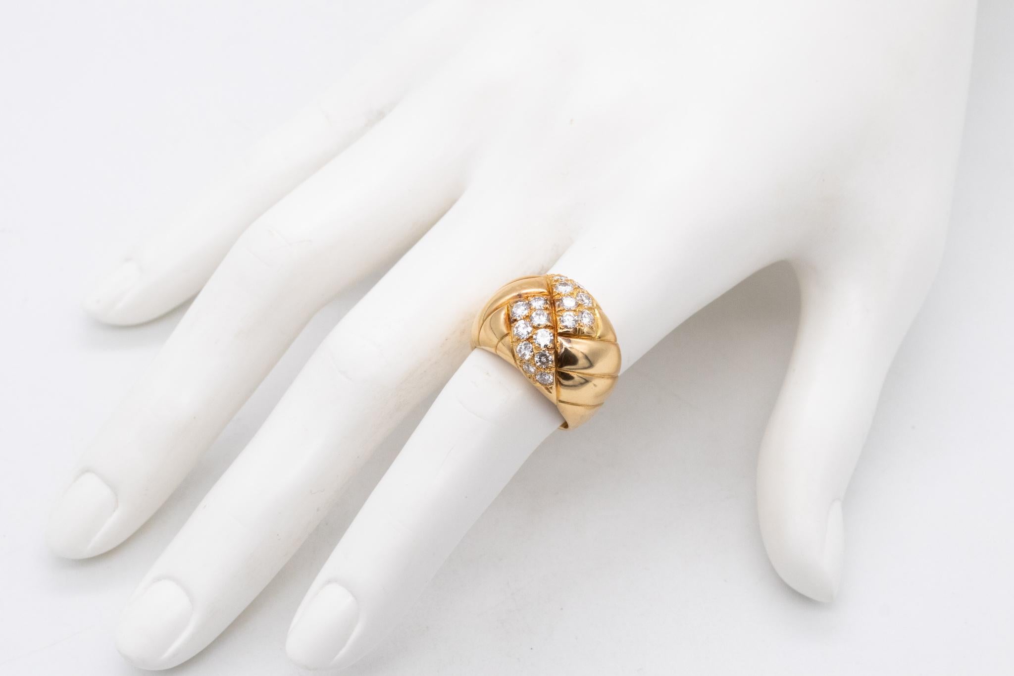 Bombe cocktail ring designed by Van Cleef & Arpels.

A vintage piece made in Paris France by the house of Van Cleef & Arpels, back in the late 1970's. It was crafted in solid yellow gold of 18 karats, with high polished finish,

Mounted, with an