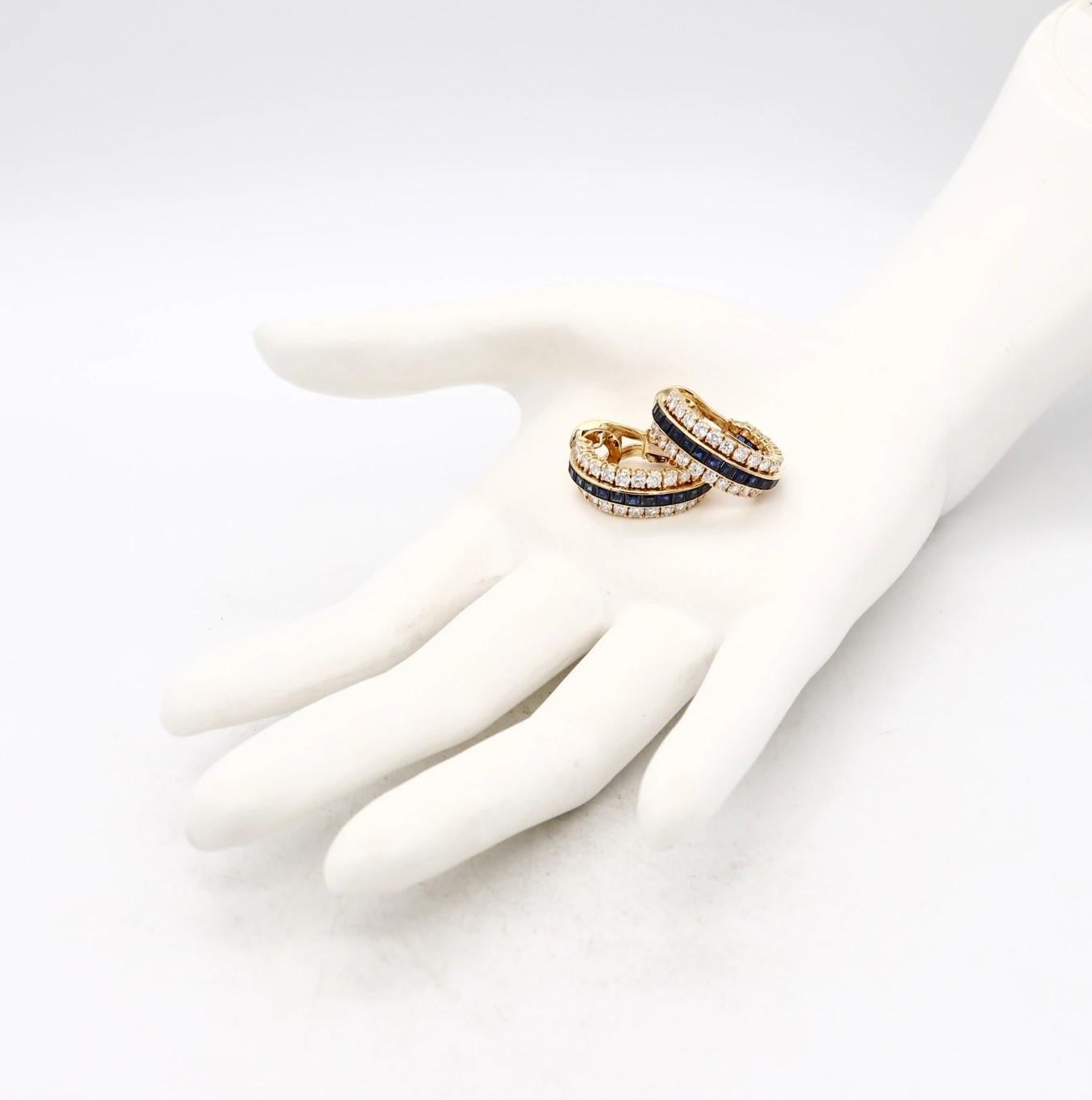 Van Cleef & Arpels 1970 Paris Clip Earrings 18Kt Gold 9.04 Ct Diamonds Sapphires 1