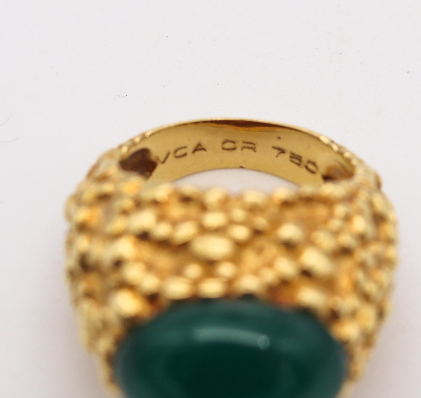 A cocktail ring designed by Van Cleef & Arpels.

Gorgeous and elegant vintage piece made in Paris France by the jewelry house of Van Cleef & Arpels, back in the 1970's. It was crafted in solid yellow gold of 18 karats, with the entire surface
