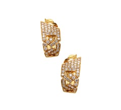 Van Cleef & Arpels 1970 Paris Hoop Clip Earrings in 18Kt Gold 4.20Cts Diamonds