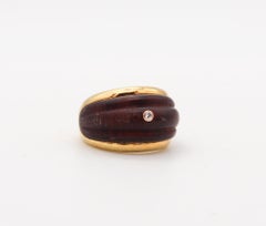 Van Cleef & Arpels 1970 Paris Wood Cocktail Ring In 18Kt Yellow Gold And Diamond