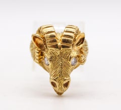 Van Cleef & Arpels 1970 Taurus Zodiacal Ring In 18Kt Gold With Two Diamonds