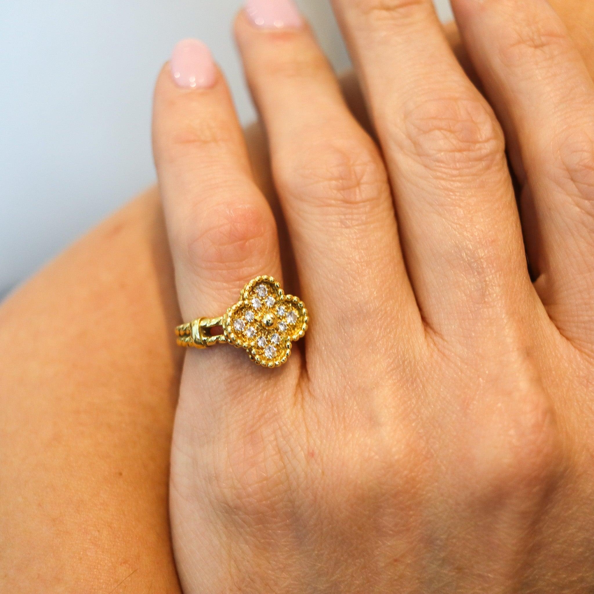 A vintage Alhambra ring designed by Van Cleef & Arpels.

This a vintage ring from the iconic Alhambra collection created in Paris France by the jewelry house of Van Cleef & Arpels, back in the 1970's. The vintage ring has been crafted with twisted