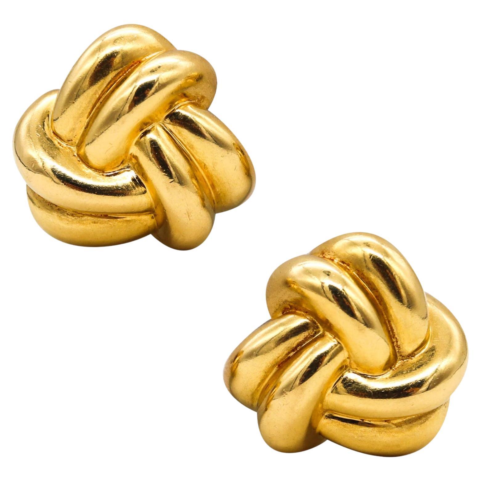 Van Cleef & Arpels 1970 Vintage Knots Clips-On Earrings Solid 18Kt Yellow Gold