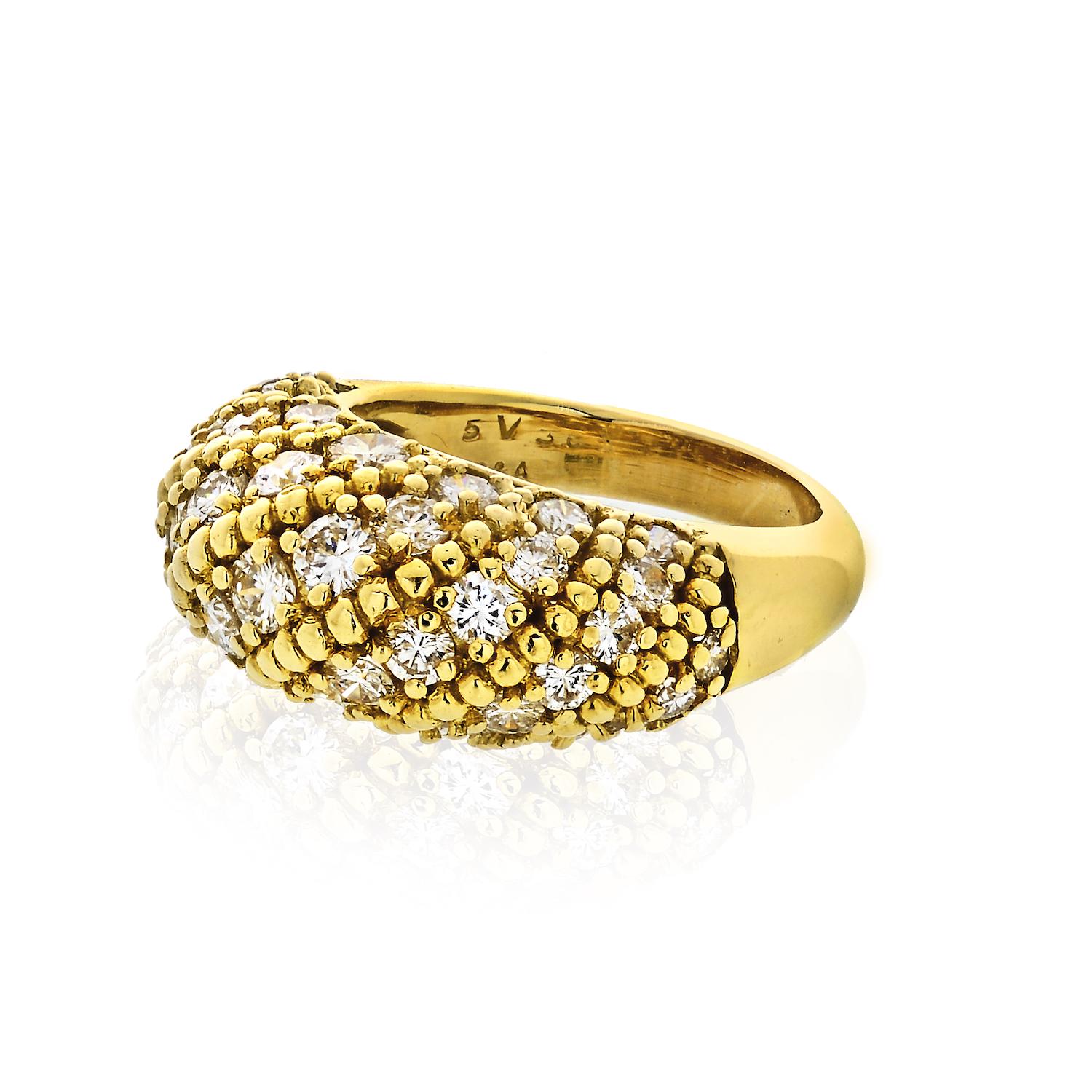 Modern Van Cleef & Arpels 1970s 18 Karat Yellow Gold 2.50 Carat Dome Diamond Ring