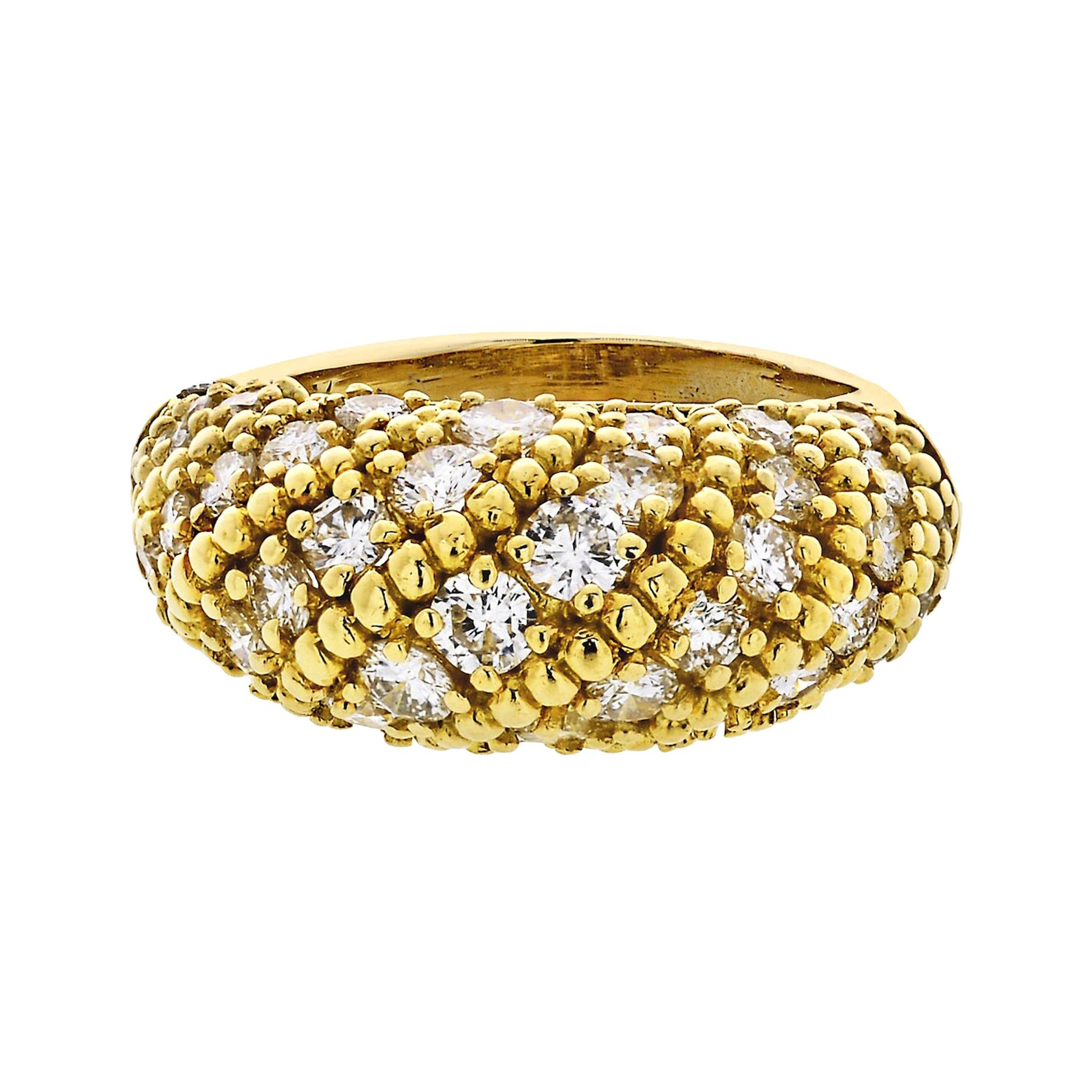 Van Cleef & Arpels 1970s 18 Karat Yellow Gold 2.50 Carat Dome Diamond Ring