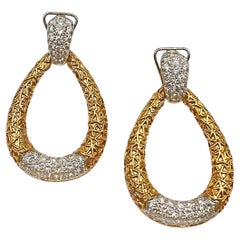 Van Cleef & Arpels 1970s 18k Gold Platinum Diamond Door Knocker Earrings