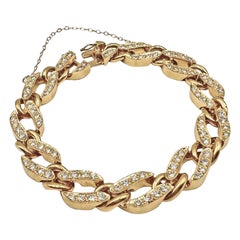 Van Cleef & Arpels 1970s 18k Yellow Gold Diamond Curb Link Bracelet