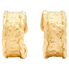 Van Cleef & Arpels 1970's 18K Yellow Gold Vintage Brutalist Ear-Clip Earrings