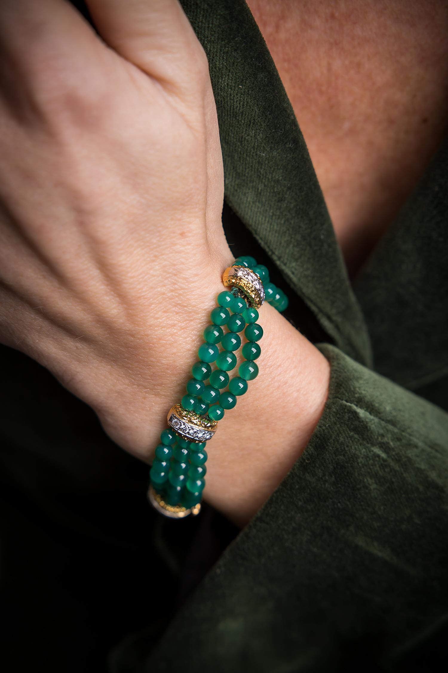 Van Cleef & Arpels, 1970s, chrysoprase and diamond bracelet In Good Condition In Malmö, SE
