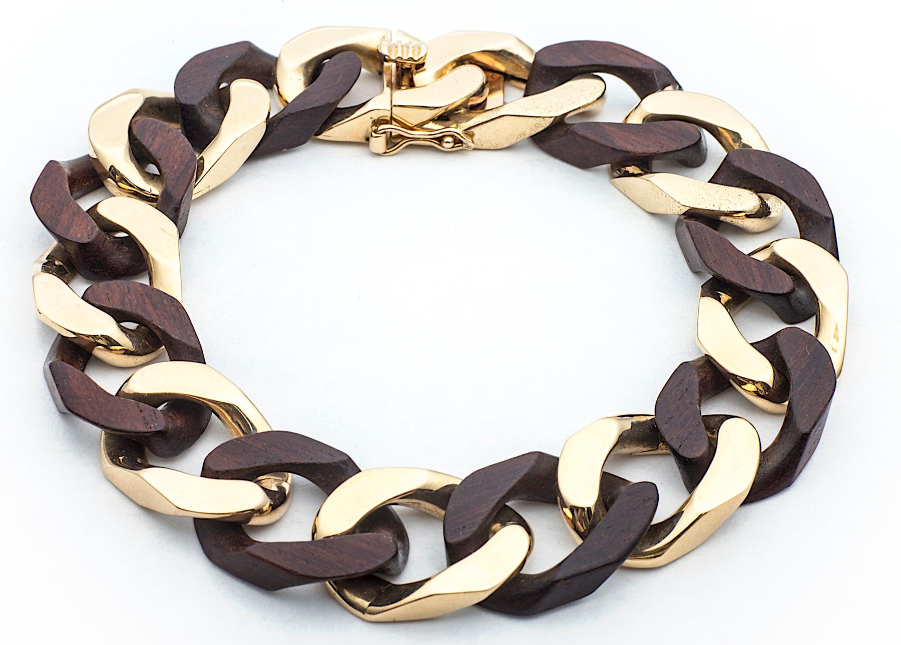 wood and gold bracelet