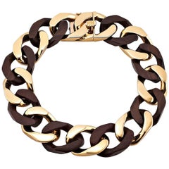 Van Cleef & Arpels 1970s Gold and Wood Curb Link Bracelet