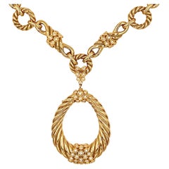Van Cleef & Arpels 1970s Gold Diamond Long Necklace