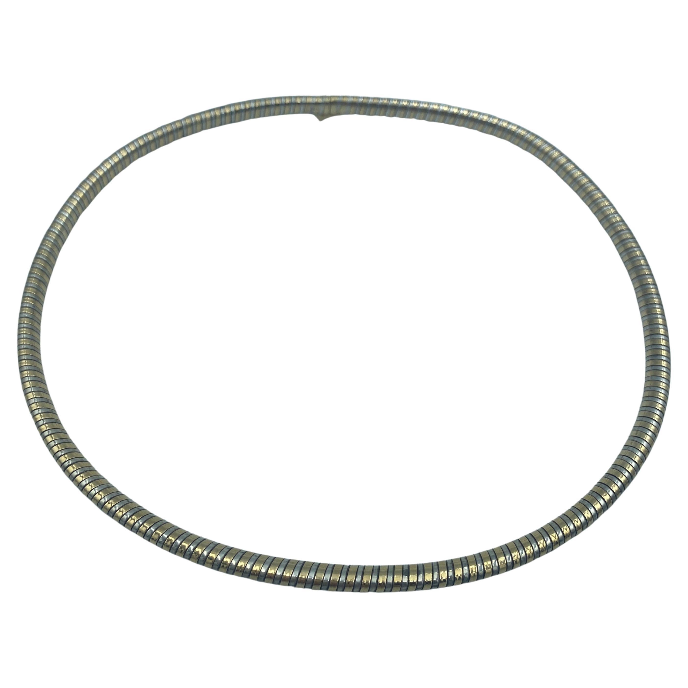 Van Cleef & Arpels 1970s silver and gold slim choker For Sale
