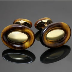 Van Cleef & Arpels 1970s Tiger's Eye Yellow Gold Cufflinks