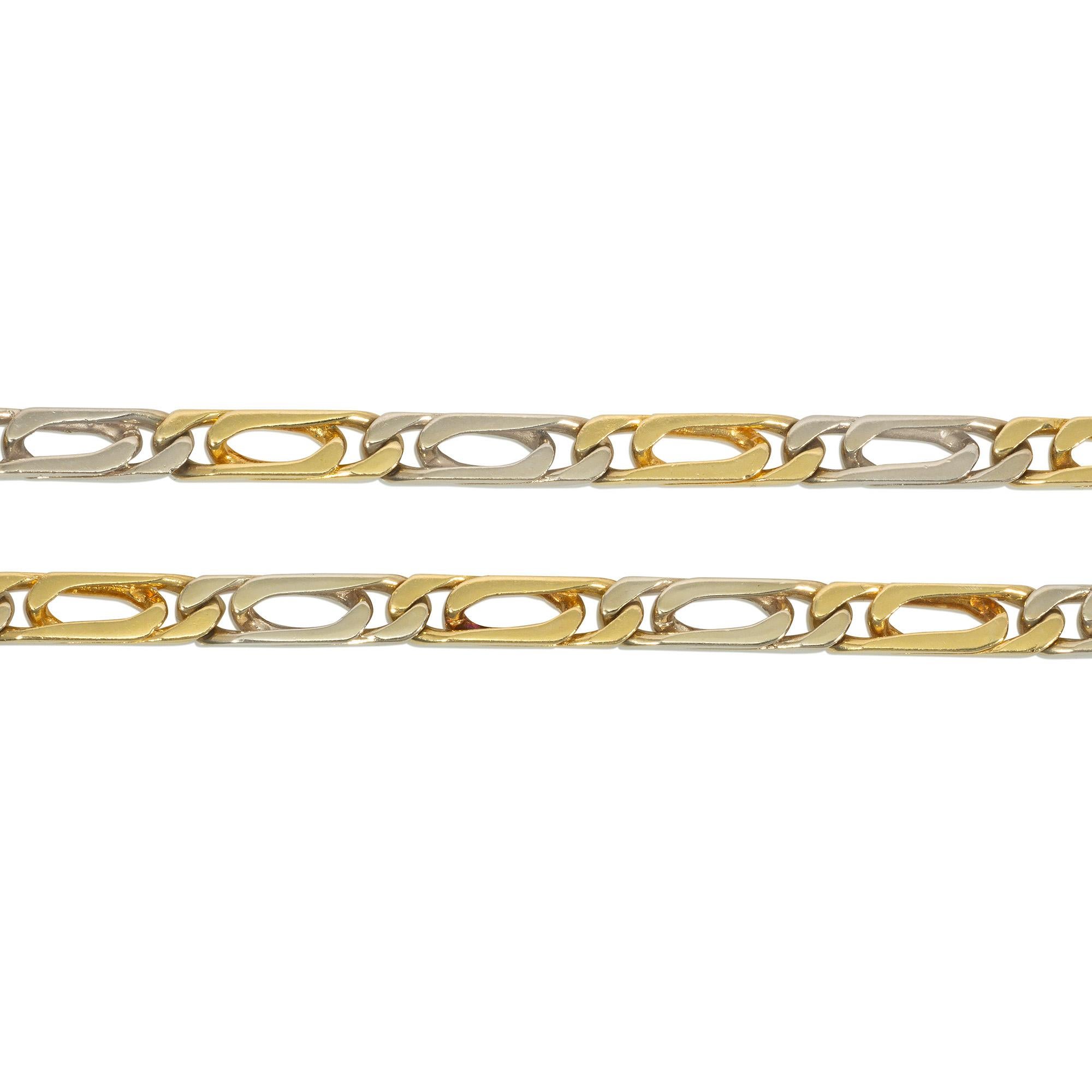 Modern Van Cleef & Arpels 1970s Two-Color Gold Chain, Converts to Necklace and Bracelet For Sale