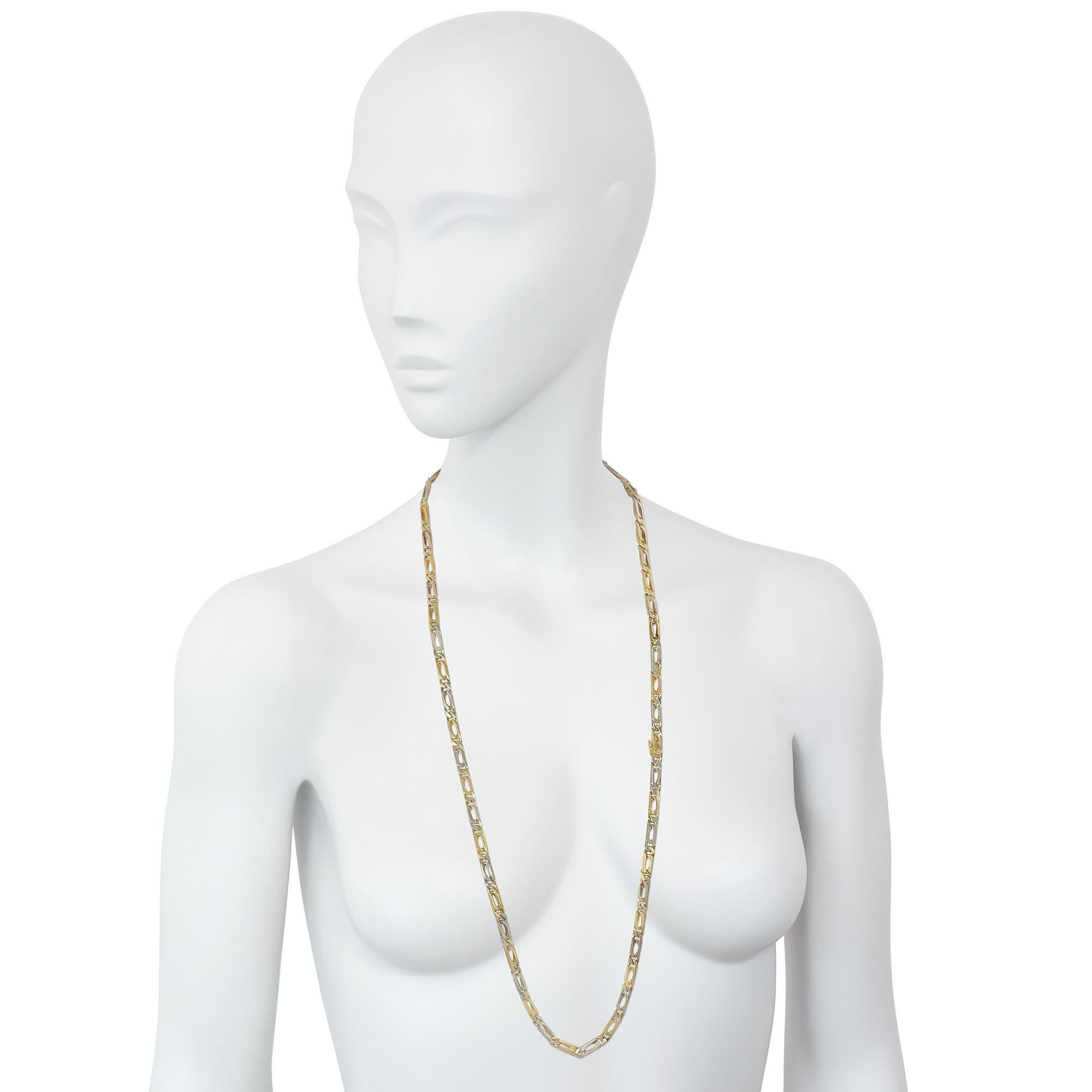 Women's or Men's Van Cleef & Arpels 1970s Two-Color Gold Chain, Converts to Necklace and Bracelet For Sale