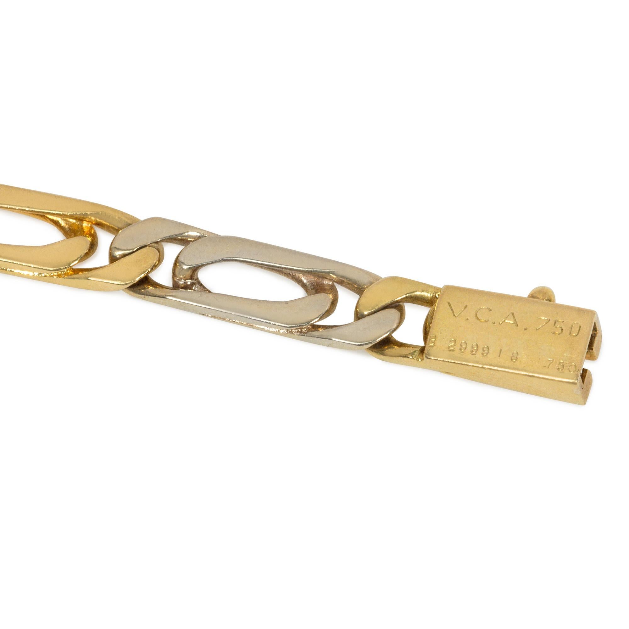 Van Cleef & Arpels 1970er Jahre Zweifarbige Goldkette, umwandelt in Halskette und Armband im Angebot 2