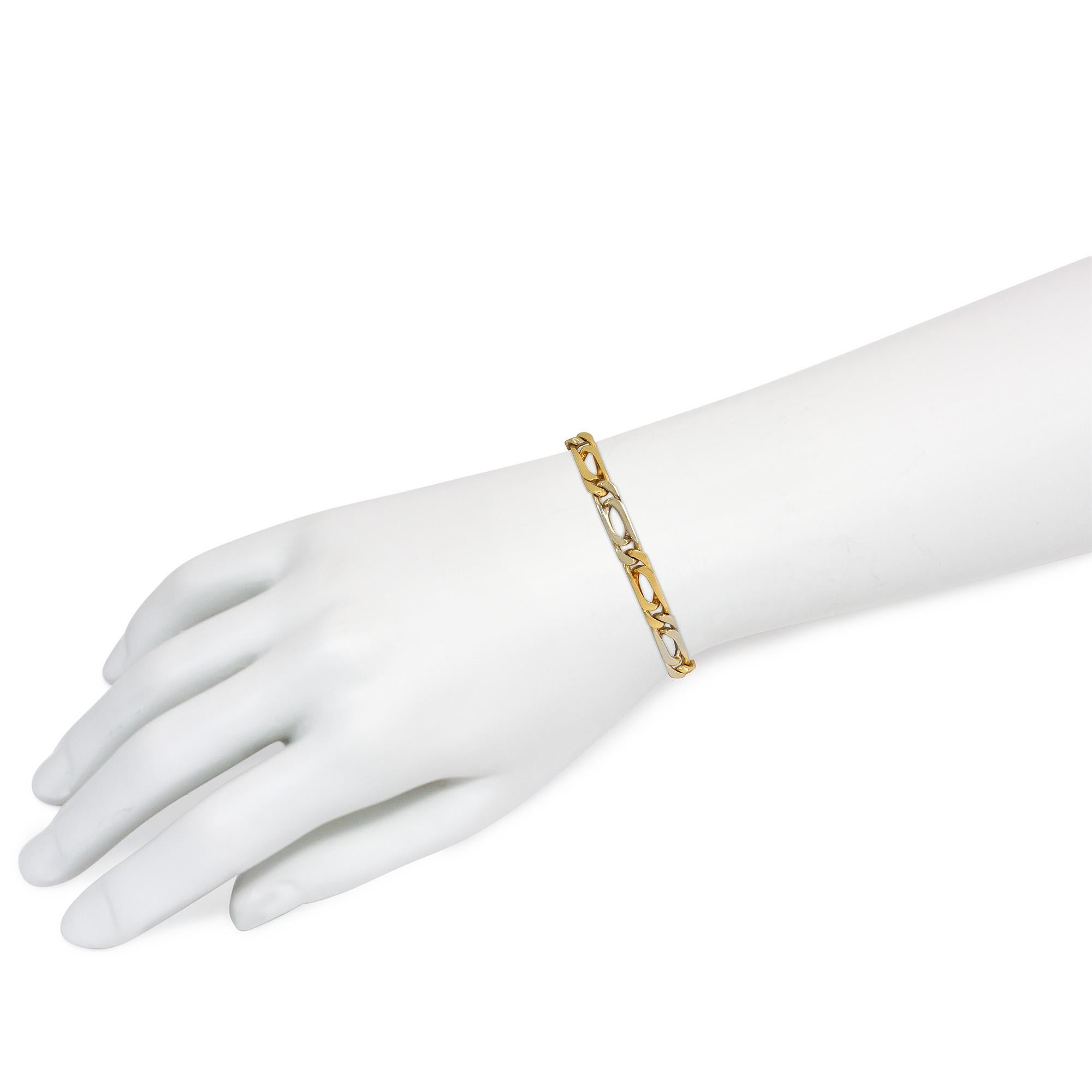 Van Cleef & Arpels 1970er Jahre Zweifarbige Goldkette, umwandelt in Halskette und Armband im Angebot 3