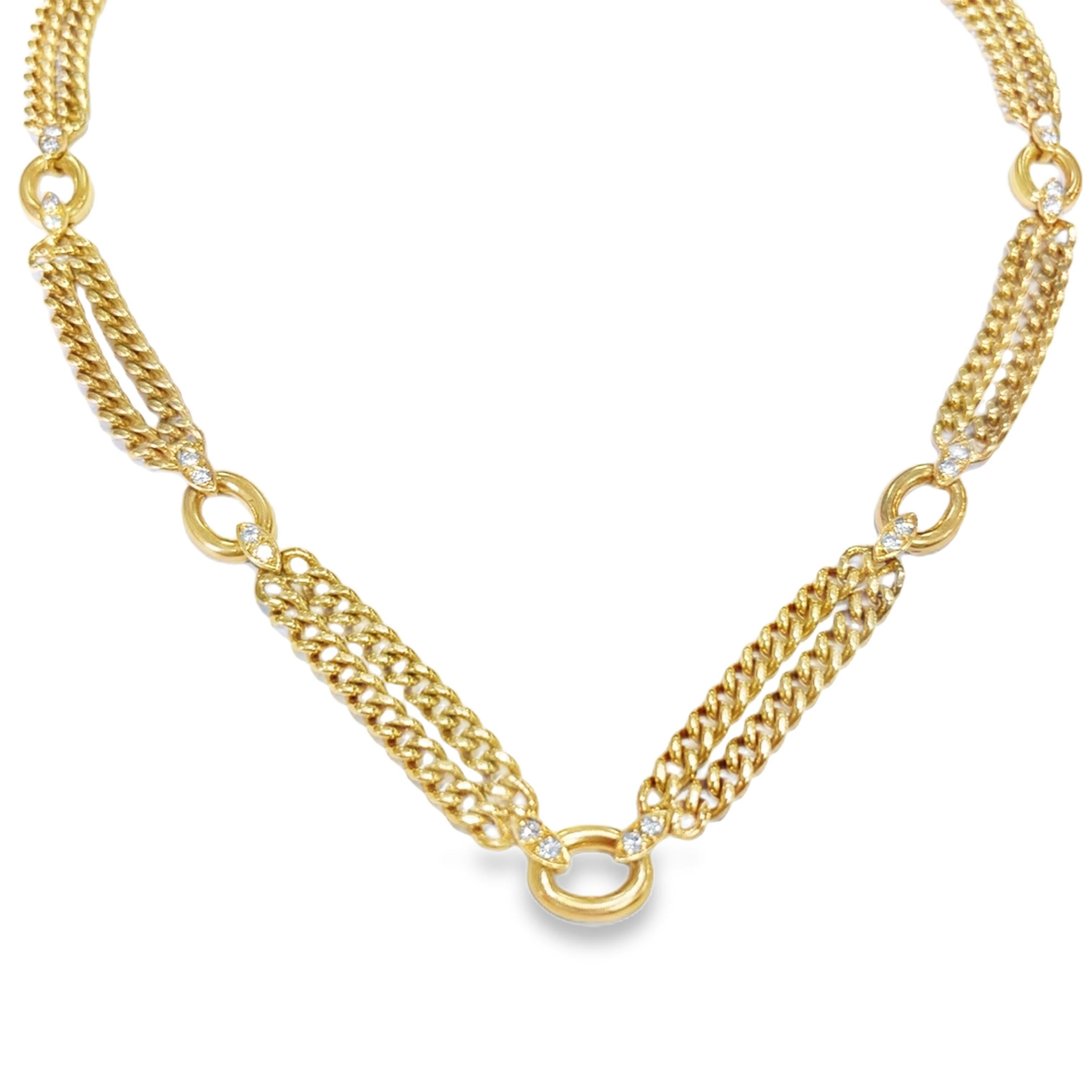 A study in proportion, radiance, and Parisian restraint.

Composed in 1980, this Van Cleef & Arpels necklace distills the Maison’s golden-era elegance into a fluid sequence of interlocking forms. Sculpted in richly toned 18k yellow gold, the design