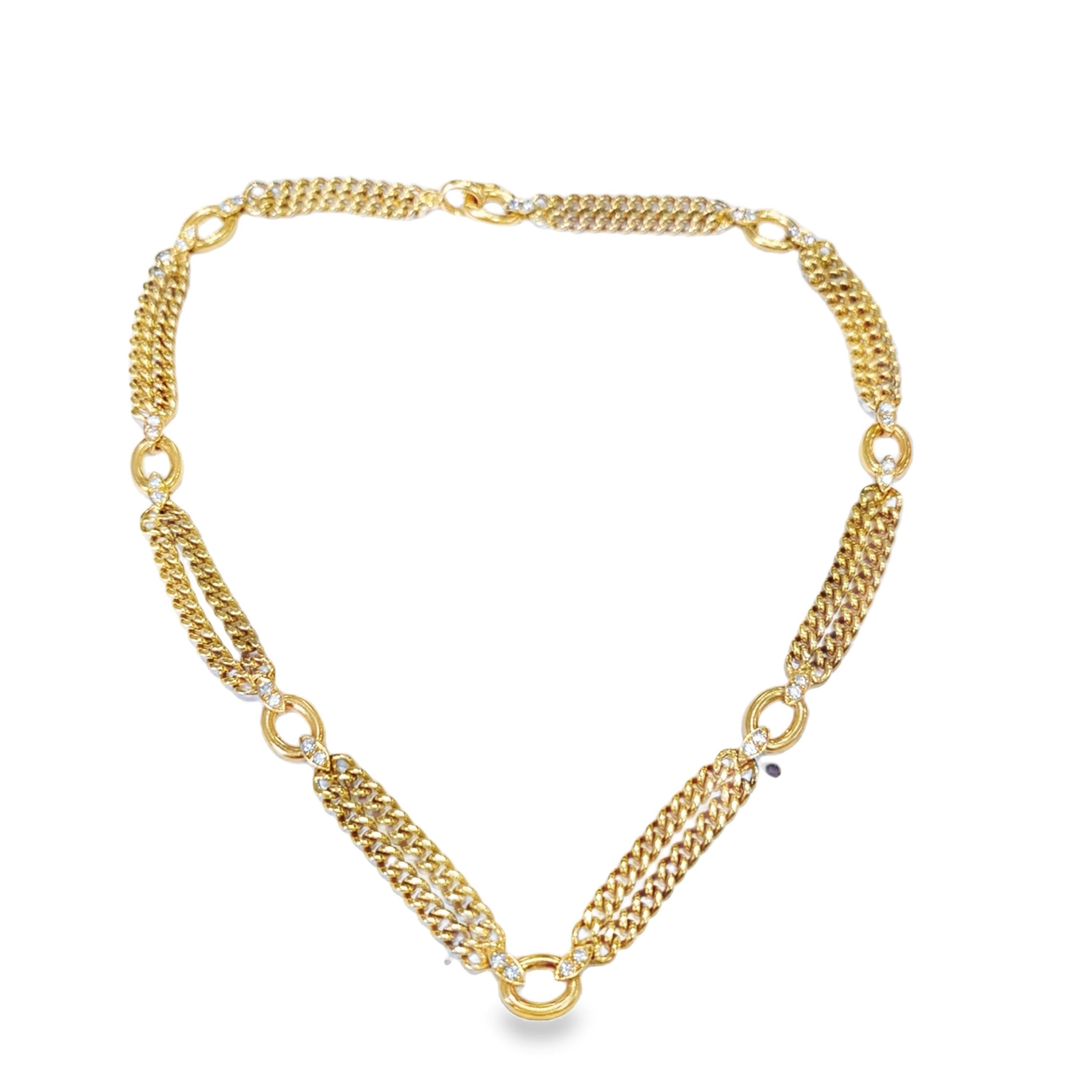 Moderno Van Cleef & Arpels 1980 Diamond Link Necklace in 18k Gold in vendita