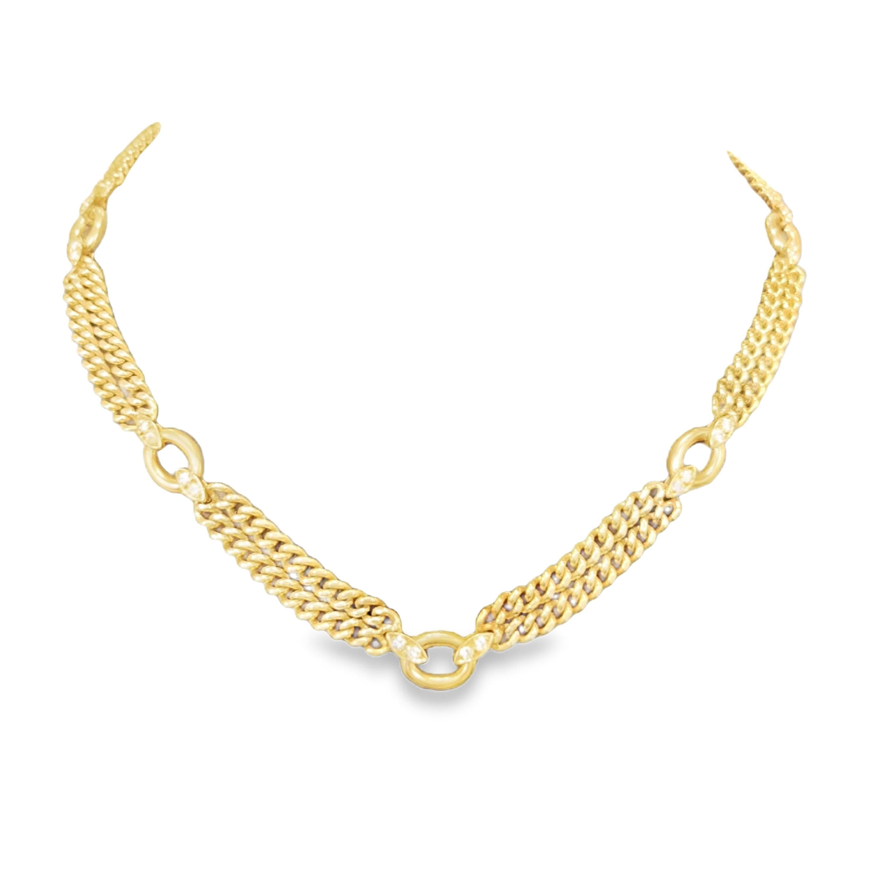 Taglio rotondo Van Cleef & Arpels 1980 Diamond Link Necklace in 18k Gold in vendita