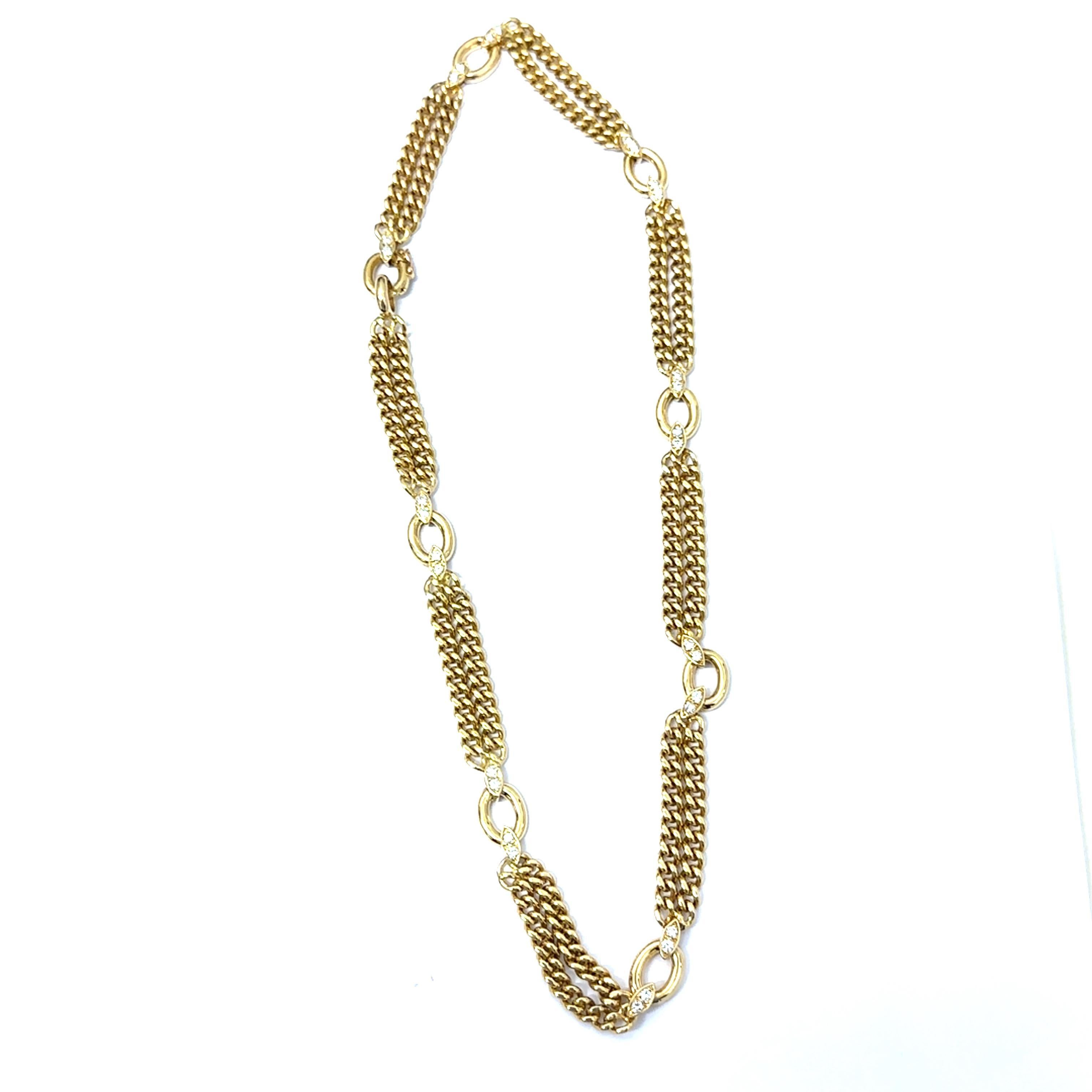 Van Cleef & Arpels 1980 Diamond Link Necklace in 18k Gold In condizioni ottime in vendita a New York, NY