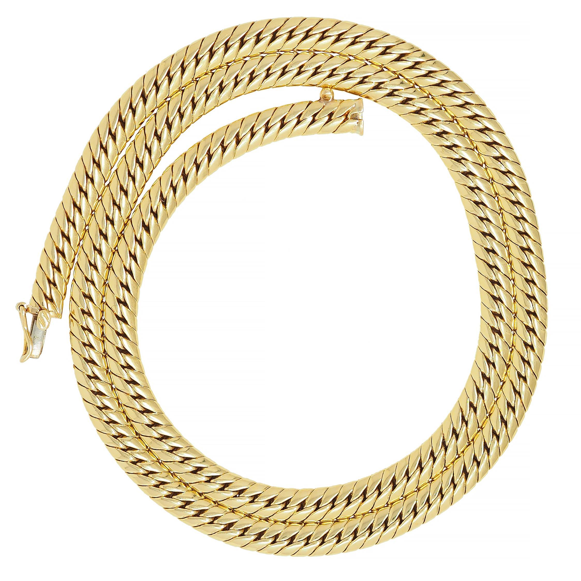Van Cleef & Arpels 1980er Jahre 18 Karat Gelbgold Vintage Schlangenkette Halskette 4