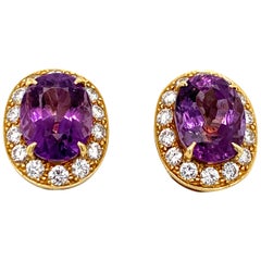 Vintage Van Cleef & Arpels 1980s Amethyst and Diamond Earrings