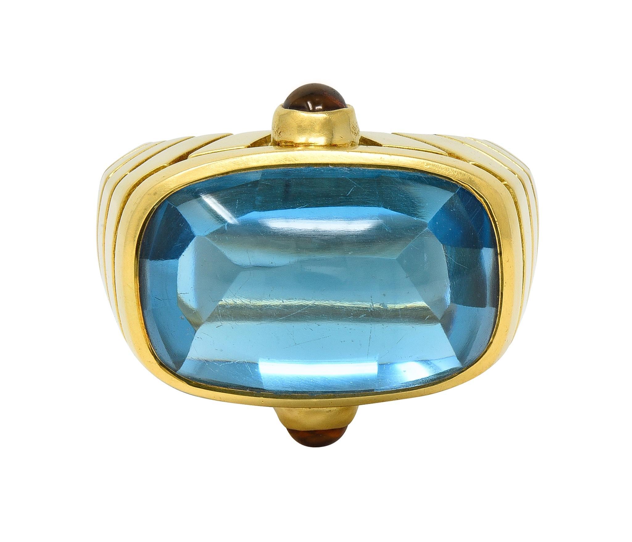 Modern Van Cleef & Arpels 1980's Topaz Citrine 18 Karat Yellow Gold Vintage Domed Ring