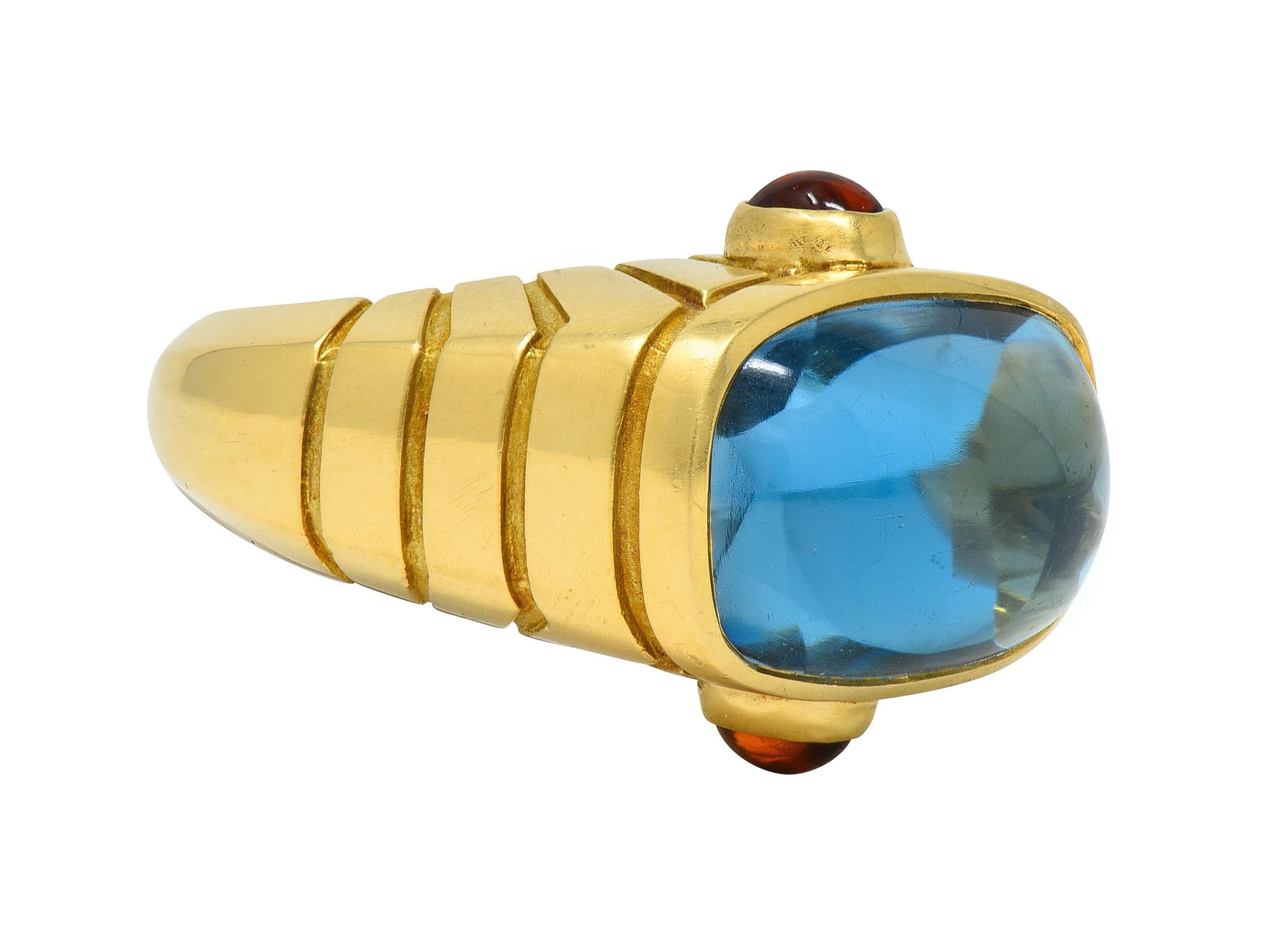 Cabochon Van Cleef & Arpels 1980's Topaz Citrine 18 Karat Yellow Gold Vintage Domed Ring