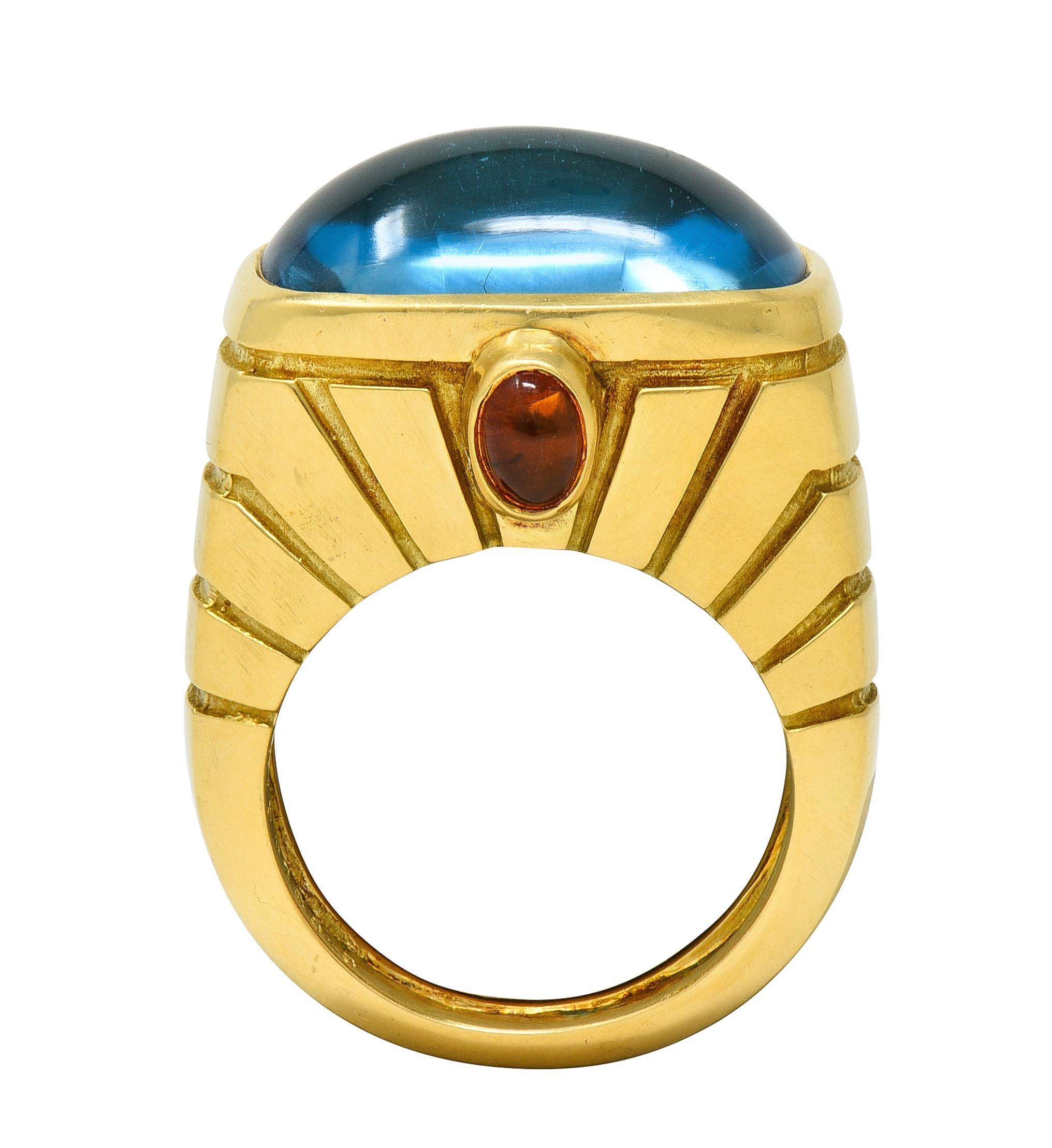 Van Cleef & Arpels 1980's Topaz Citrine 18 Karat Yellow Gold Vintage Domed Ring In Excellent Condition In Philadelphia, PA