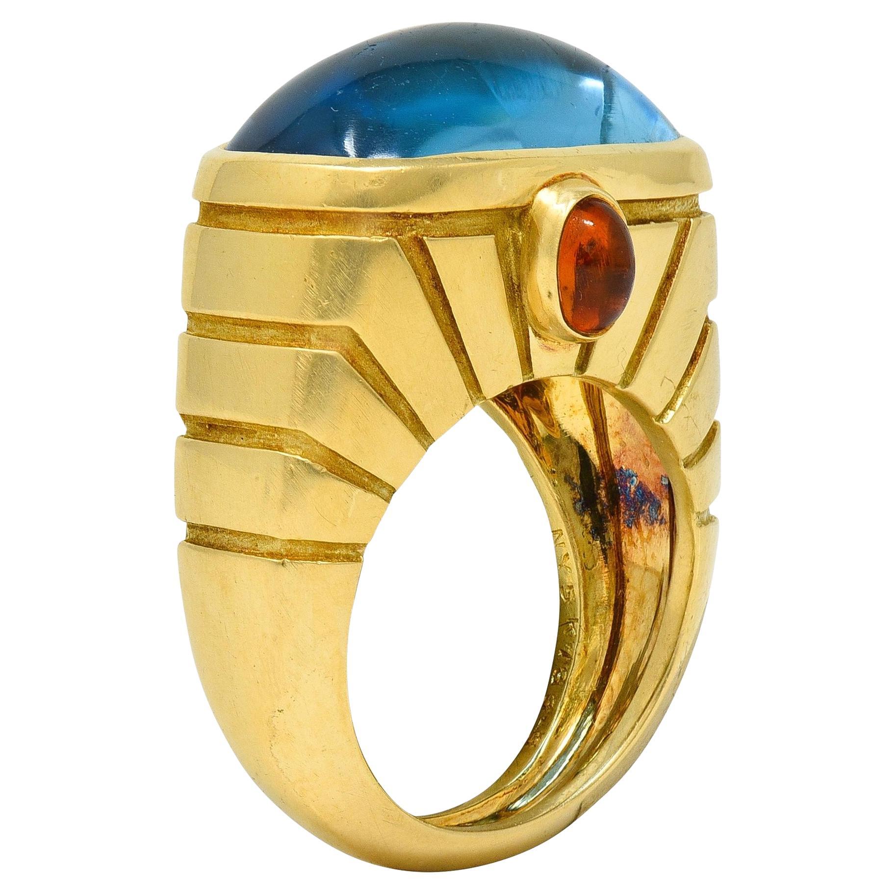 Van Cleef & Arpels 1980's Topaz Citrine 18 Karat Yellow Gold Vintage Domed Ring