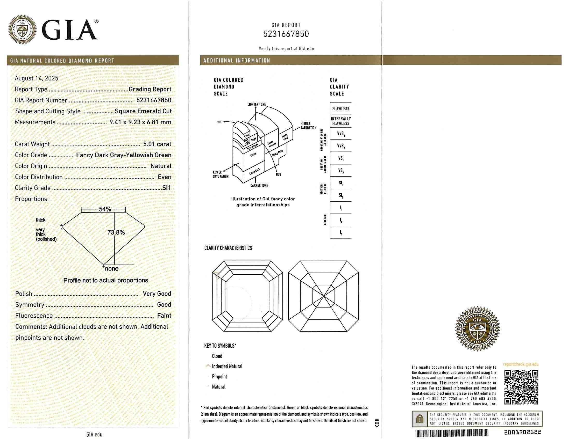 Van Cleef & Arpels 1990's 5.31 CTW Fancy Green Diamond 18K Gold Vintage Ring For Sale 6