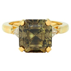 Van Cleef & Arpels 1990's 5.31 CTW Fancy Green Diamond 18K Gold Vintage Ring