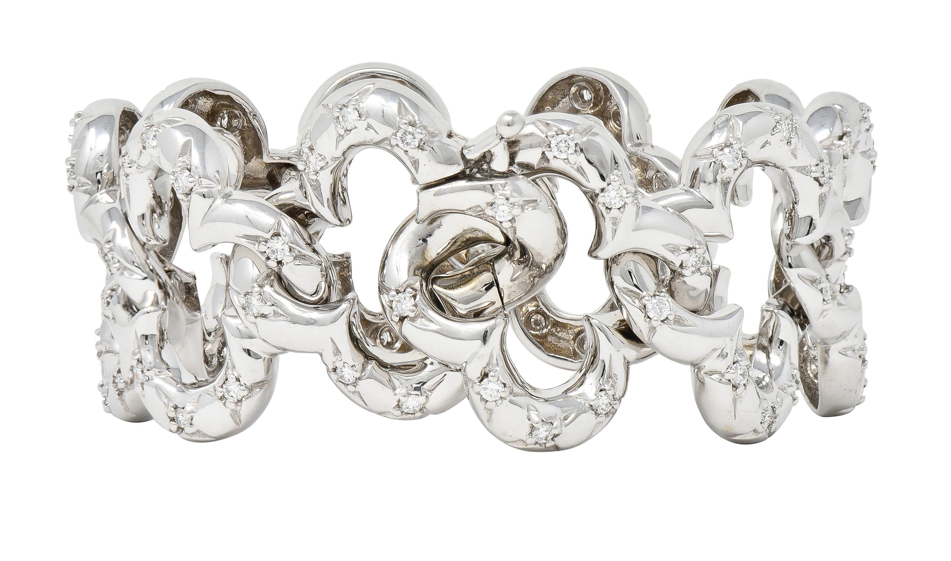 Van Cleef & Arpels 1998 Alhambra-Armband aus 18 Karat Weißgold mit 2,40 Karat Diamanten (Brillantschliff)