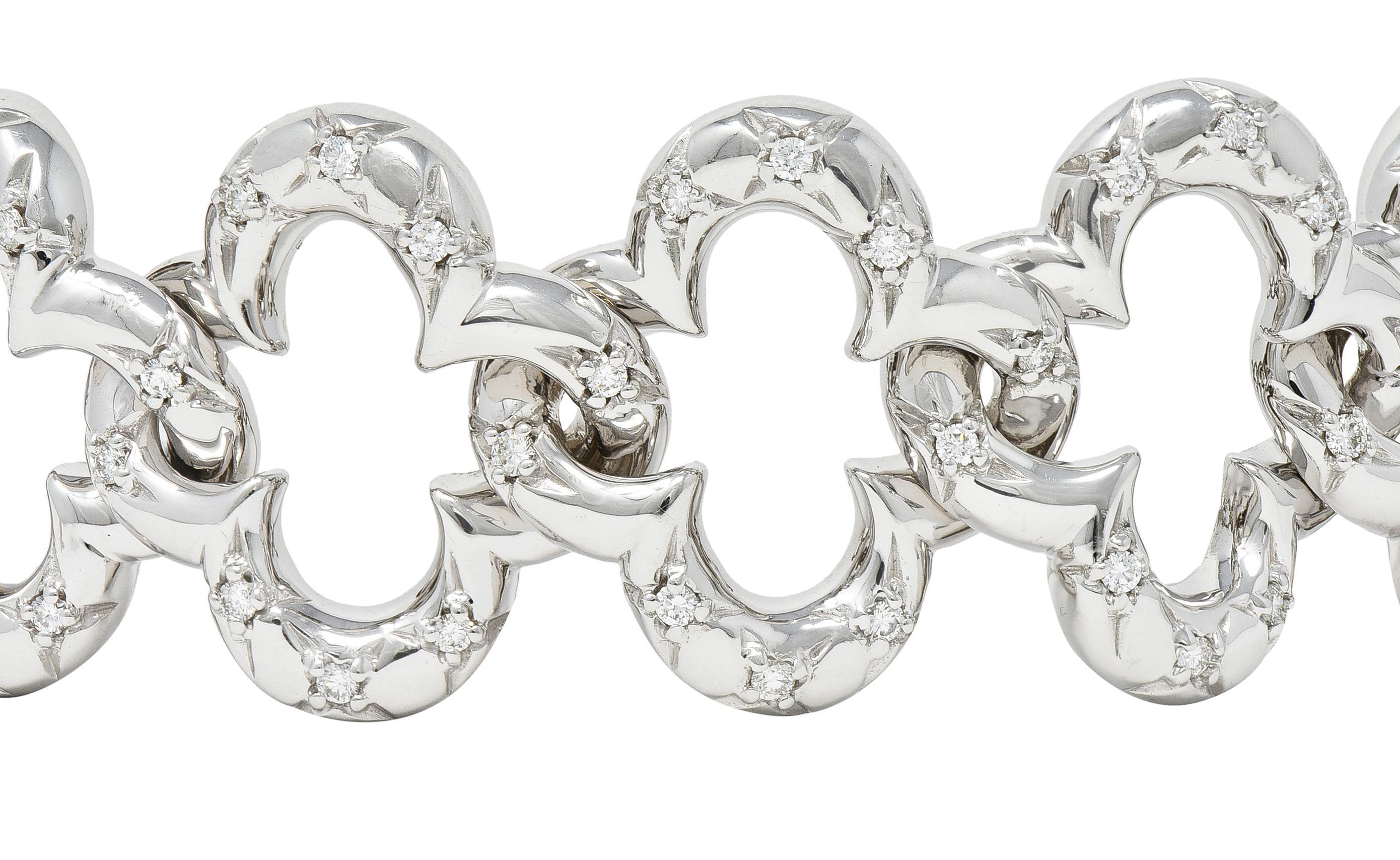 Van Cleef & Arpels 1998 Alhambra-Armband aus 18 Karat Weißgold mit 2,40 Karat Diamanten für Damen oder Herren