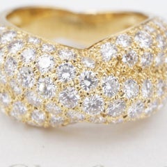 Van Cleef & Arpels 2 Carat Diamond Pave Crossover Dome Ring in 18k Yellow Gold