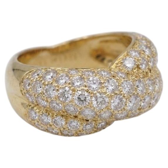 Van Cleef & Arpels 2 Carat Diamond Pave Crossover Dome Ring in 18k Yellow Gold