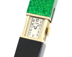 Van Cleef & Arpels 2 in 1 Lipstick Holder and Pocket Watch, Malachite and Onyx