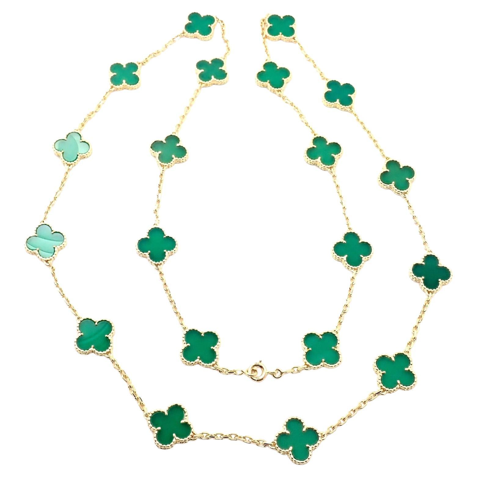 Van Cleef & Arpels Vintage Alhambra Sable Necklace Celadon Green