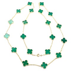 Van Cleef & Arpels 20 Motif Calcédoine verte Collier Alhambra Or Vintage