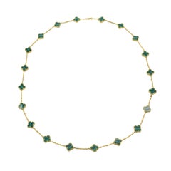 Van Cleef & Arpels 20- Motif Malachite Vintage Alhambra Necklace in 18k