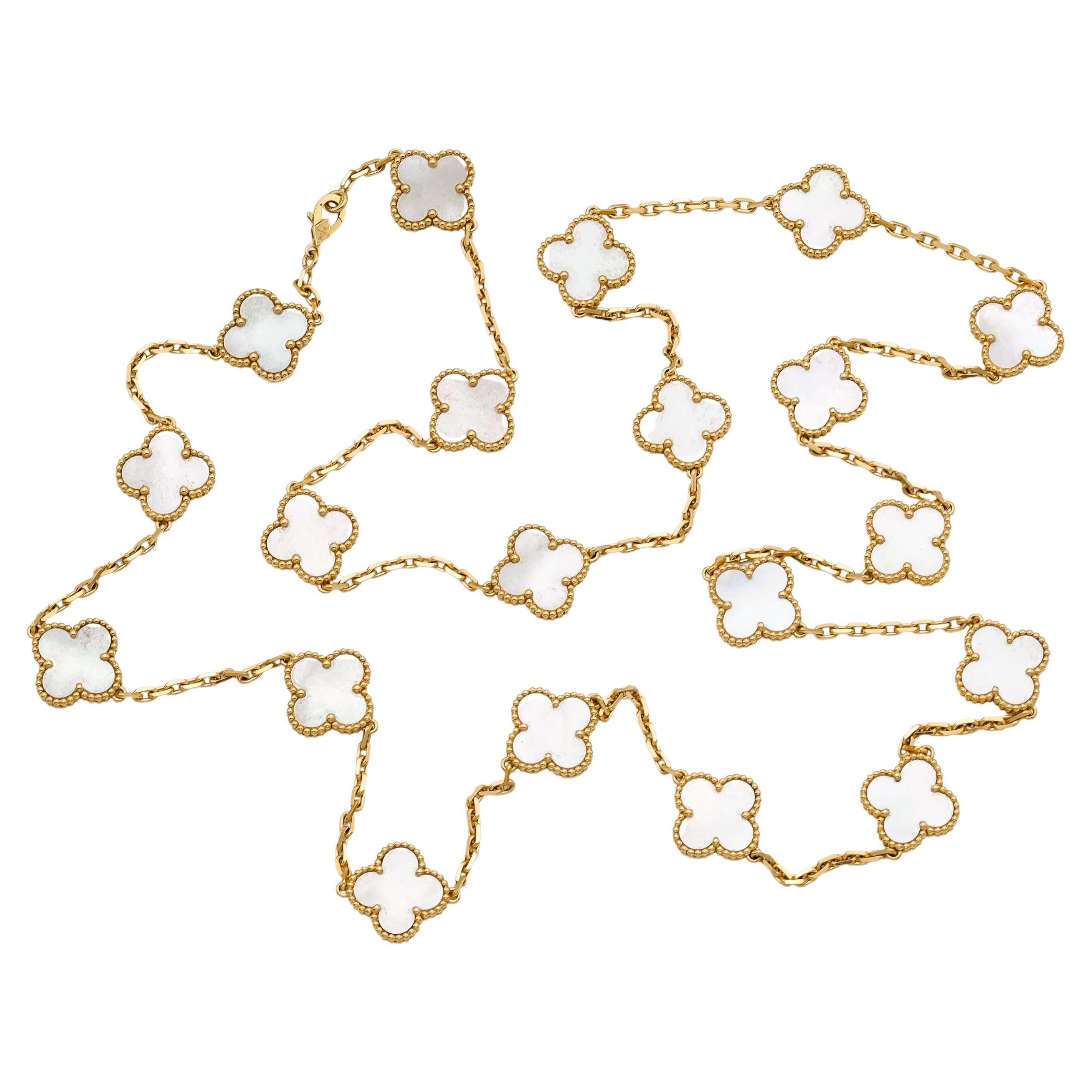 Van Cleef & Arpels 20 Motif Mother of Pearl Alhambra Necklace For Sale