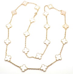 Van Cleef & Arpels 20 Motif Mother of Pearl Vintage Alhambra Gold Necklace